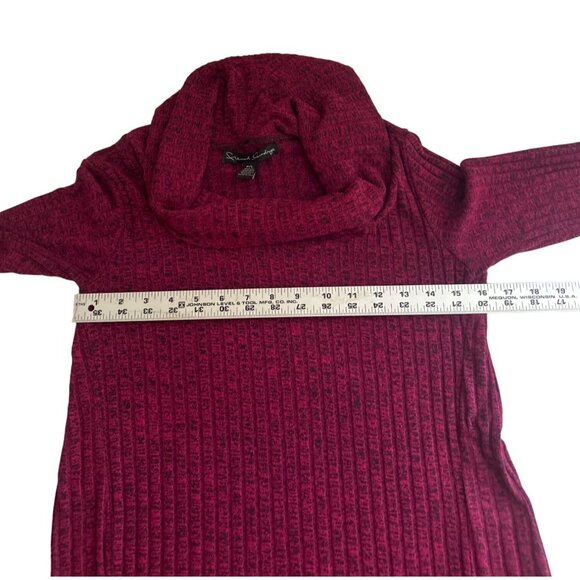 French Laundry Women's Burgundy And Black Ribbed Cowl Neck Sweater P/L - Picture 5 of 7